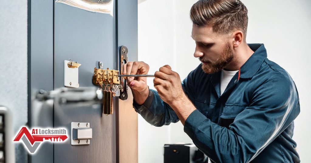 professional locksmith technician performing emergency repair